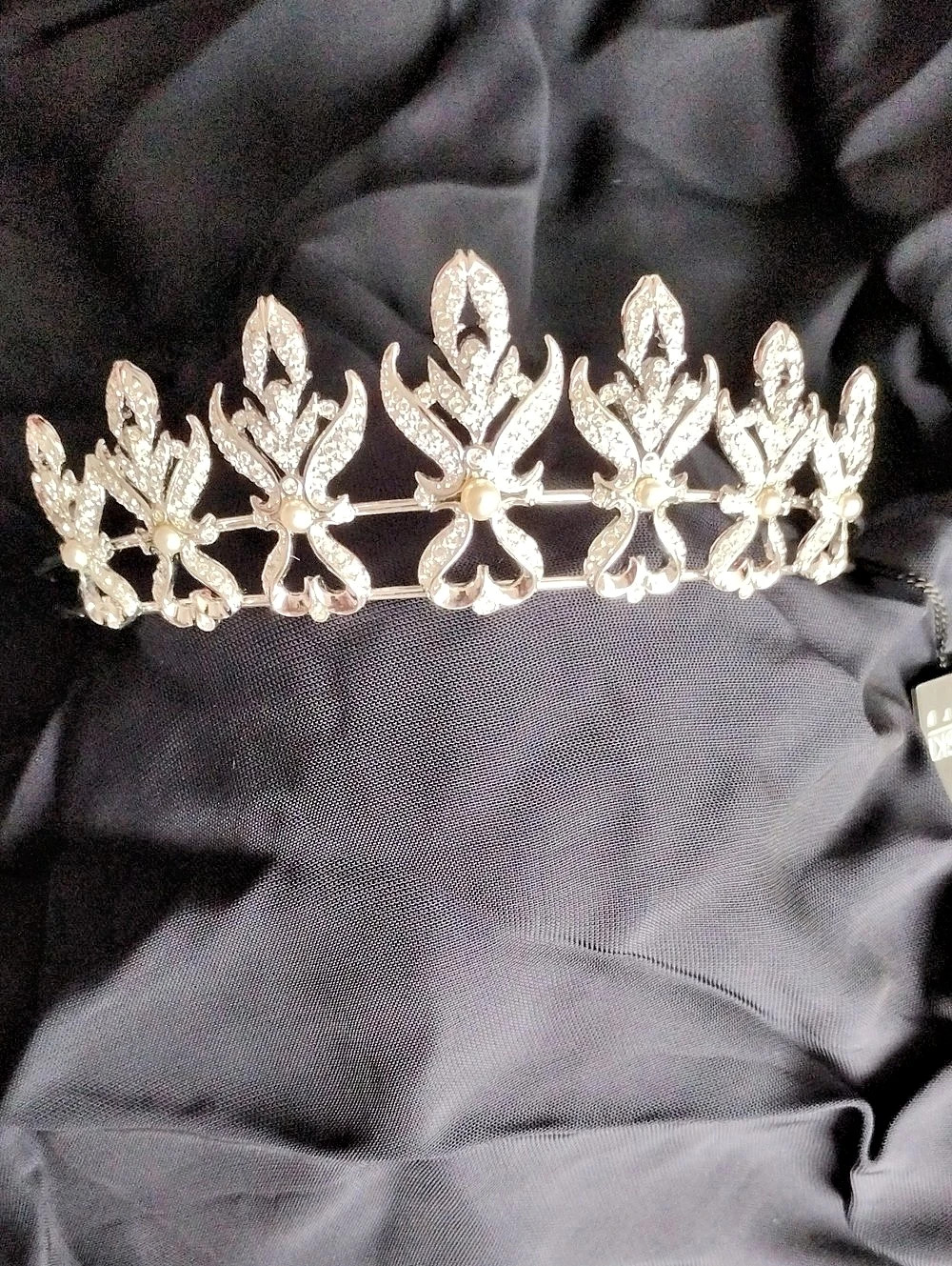 Swarovski Crystal Floral Tiara Silver & Pink